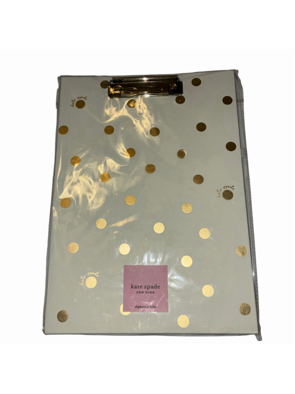 Kate Spade New York Gold Dot Clipboard Folio One Size White and Gold NWT